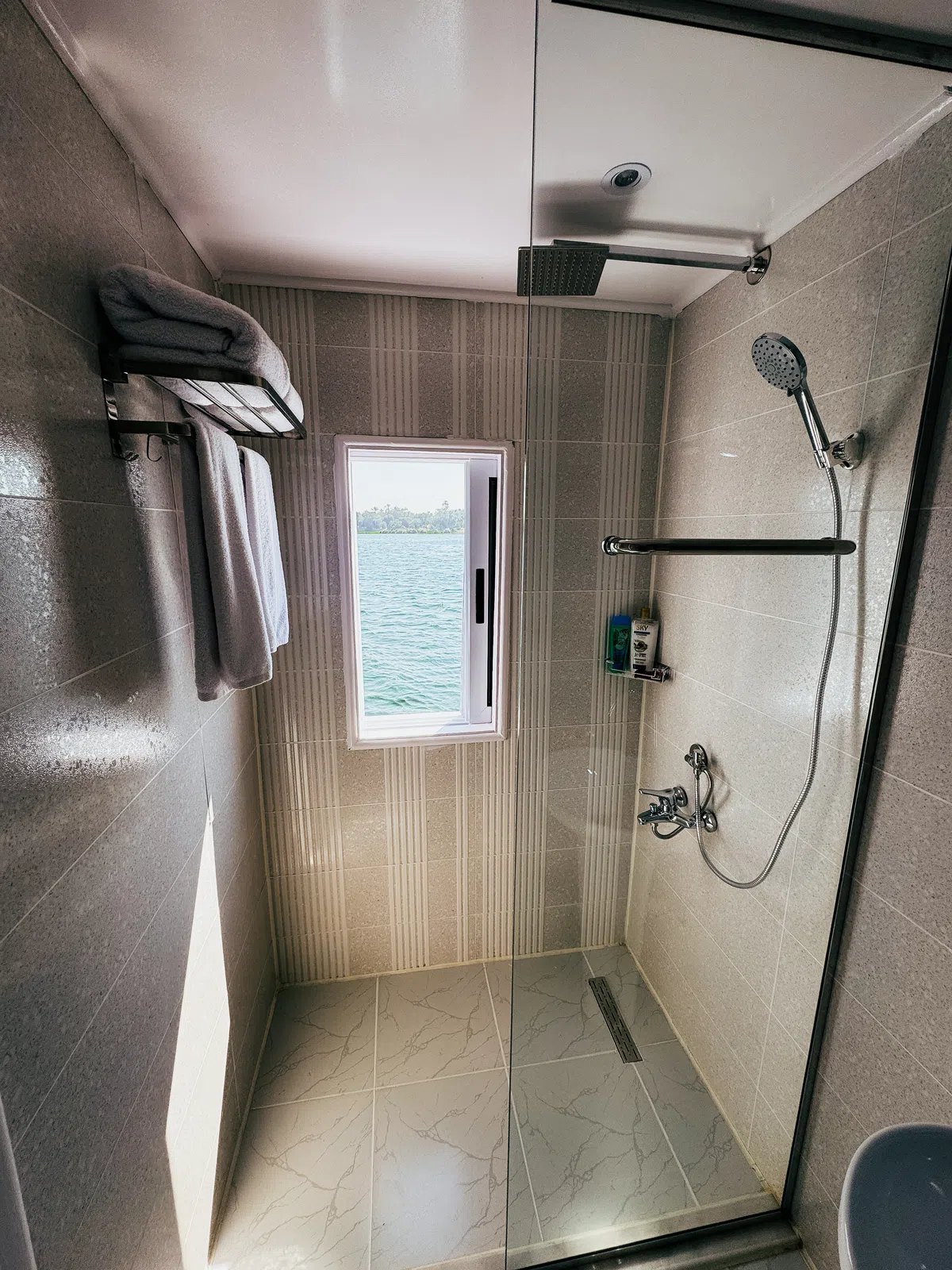 Dahabiya ensuite bathroom aboard Soul of the Nile luxury Nile cruise — 2027 Solar Eclipse trip