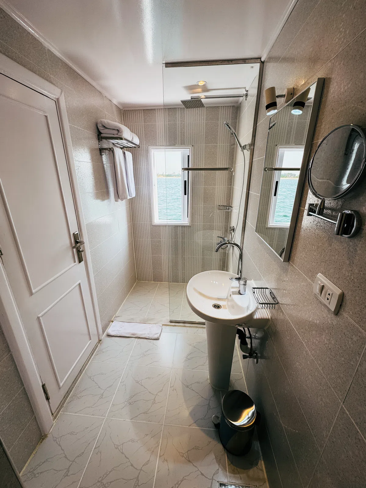 Dahabiya ensuite bathroom aboard Soul of the Nile luxury Nile cruise — 2027 Solar Eclipse trip