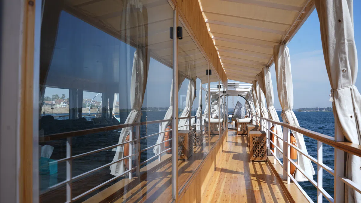 Dahabiya dining area aboard Soul of the Nile luxury Nile cruise — 2027 Solar Eclipse trip