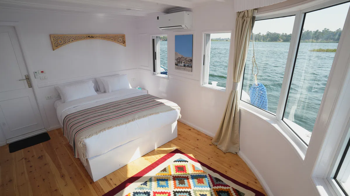 Dahabiya luxury suite aboard Soul of the Nile luxury Nile cruise — 2027 Solar Eclipse trip